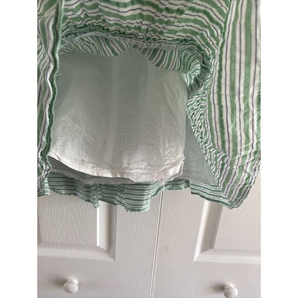 American‎ Eagle Large Strapless Ruffle Green Stripe Mini Dress Euro Resort Coast - Picture 7 of 8